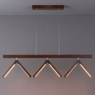 Suspension en Bois de Hêtre couleur Noyer, 3xLED 24V, 18W Intégrée,SILAS,5187376