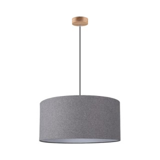 Suspension en Bois de Chêne Huilé et Tissu Gris, 1xE27 Max.60W,ASSETO,3572174