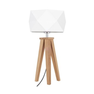 Lampe de Table en Bois de Chêne Huilé et Tissu Blanc,1xE27 Max.60W,FINJA,6831174