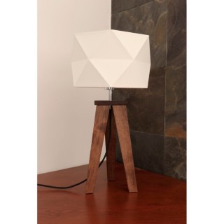 Lampe de Table en Bois de Chêne Huilé et Tissu Blanc,1xE27 Max.60W,FINJA,6831174