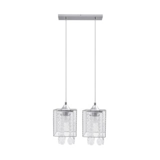 Suspension en Métal Chromé et Verre Transparent ,2xE27 Max.60W,GRACJA,8171228