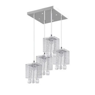 Suspension en Métal Chromé et Verre Transparent ,4xE27 Max.60W,GRACJA,8171428