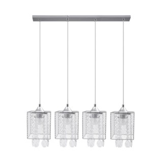 Suspension en Métal Chromé et Verre Transparent ,4xE27 Max.60W,GRACJA,8174428