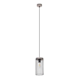 Suspension en Bois de Pin teinté Gris et Métal Noir ,1xE27 Max.60W,TIMEO,195109157