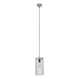 Suspension en Bois de Pin teinté Gris et Métal Noir ,1xE27 Max.60W,TIMEO,195109157