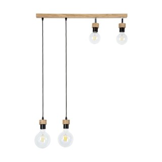 Suspension en Bois de Chêne Huilé et Métal Noir ,4xE27 Max.25W,CLARTE WOOD,32749474