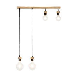 Suspension en Bois de Chêne Huilé et Métal Noir ,4xE27 Max.25W,CLARTE WOOD,32749474