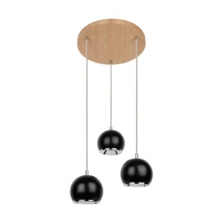 Suspension en Bois de Chêne Blanchi et Métal Noir ,Incl.3xGU10 Max.5W,BALL WOOD,5143374R