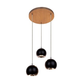 Suspension en Bois de Chêne Blanchi et Métal Noir ,Incl.3xGU10 Max.5W,BALL WOOD,5143374R