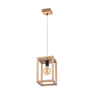 Suspension en Bois de Chêne Huilé et Métal Noir ,1xE27 Max.60W,KAGO,61540174