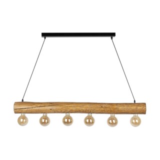 Suspension en Bois de Pin teinté Brun et Métal Noir ,6xE27 Max.60W,TRABO SIMPLE,69880604