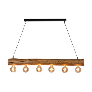 Suspension en Bois de Pin teinté Brun et Métal Noir ,6xE27 Max.60W,TRABO SIMPLE,69880604