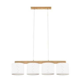 Suspension en Bois de Chêne Huilé et Papier peint Multicolore ,4xE27 Max.25W,PUNTO,524910404