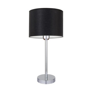 Lampe de Table en Métal Chromé et Tissu Noir ,1xE27 Max.40W,AMOR,7012811411043