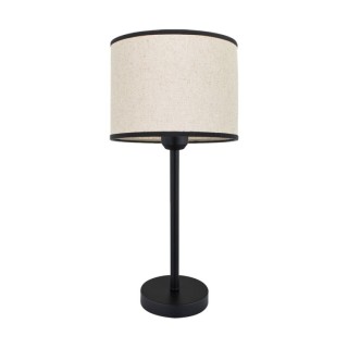 Lampe de Table en Métal Noir et Tissu Beige-Noir ,1xE27 Max.40W,AMOR,7010408511664