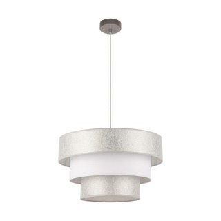 Suspension en Métal Gris et Tissu Argenté ,1xE27 Max.40W,PRATA,957281227