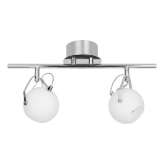 Plafonnier en Métal Chromé et Verre Blanc, Incl. 2xLED Intégrée 3W,IDA,2760228