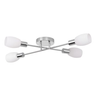 Plafonnier en Métal Chromé et Verre Blanc ,4xE14 Max.40W,TOSCA,9033428