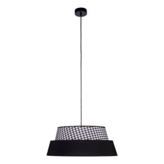 Suspension en Métal Noir et Tissu Pied-de-Poule-Noir ,1xE27 Max.60W,PRETO PEPITO,150039104