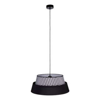 Suspension en Métal Noir et Tissu Pied-de-Poule-Noir ,1xE27 Max.60W,PRETO PEPITO,150039104