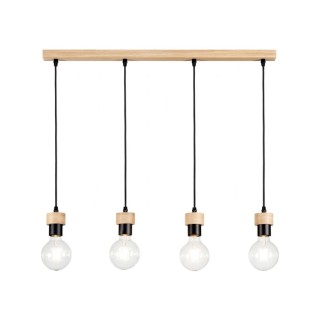 Suspension en Bois de Chêne Huilé et Métal Noir ,4xE27 Max.60W,CLARTE,3274474