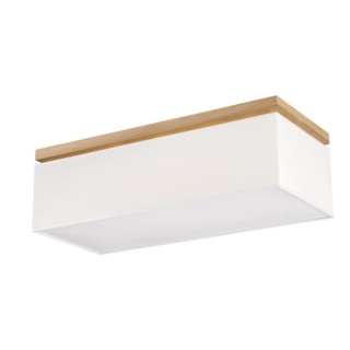 Plafonnier en Bois de Chêne Huilé et Tissu Blanc ,4xE27 Max.25W,VERTIGA,34511474