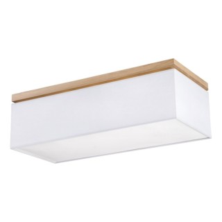 Plafonnier en Bois de Chêne Huilé et Tissu Gris/Blanc ,4xE27 Max.25W,VERTIGA,34512474