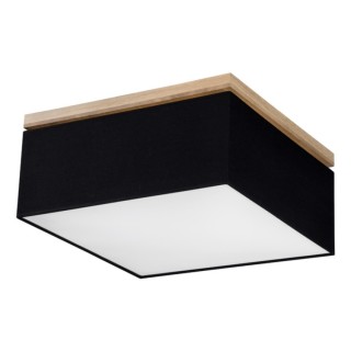 Plafonnier en Bois de Chêne Huilé et Tissu Noir et Blanc,4xE27 Max.25W,VERTIGA,34523474