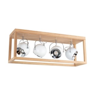 Plafonnier en Bois de Chêne Huilé et Métal Blanc ,Incl.4xGU10 Max.5W,ROY,5222474L