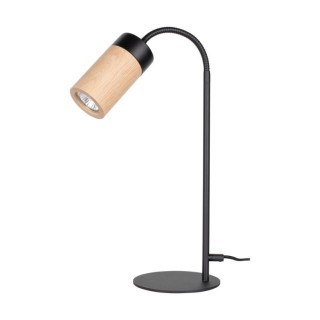 Lampe de Table en Métal Noir et Bois de Chêne Huilé,Incl.1xLed GU10 Max.6W,ANNICK,7419104