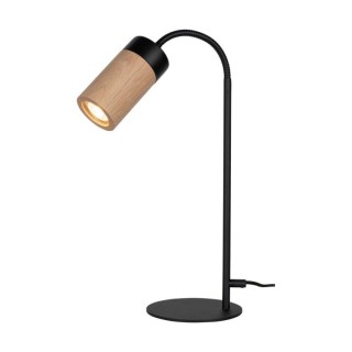 Lampe de Table en Métal Noir et Bois de Chêne Huilé,Incl.1xLed GU10 Max.6W,ANNICK,7419104