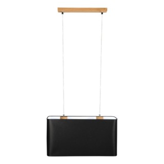 Suspension en Bois de Chêne Huilé et Tissu Noir ,2xE27 Max.40W,CADRE,872030274