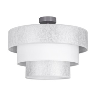 Plafonnier en Métal Gris et Tissu Argenté-Blanc ,1xE27 Max.40W,PRATA,957281127