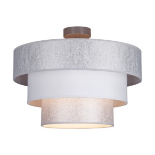 Plafonnier en Métal Gris et Tissu Argenté-Blanc ,1xE27 Max.40W,PRATA,957281127