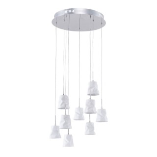 Suspension en Métal Chromé et Céramique Blanche ,9xG4 Max.20W,JOELLE,1870902