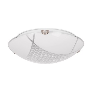 Plafonnier en Métal Blanc et Verre Blanc-Transparent ,1xLed 15W Intégrée,CAROLINA,4593102