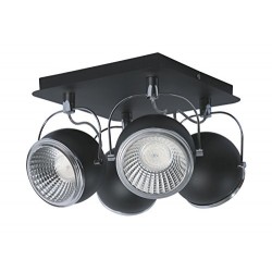 Modèle de Light Plafonnier Spot Balle 4 spots avec 4 ampoules LED GU10 5 W, 3000 K, métal chromé/noir 5009484