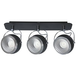 Modèle de Light Plafonnier Spot Balle Rail Applique 3 Spots avec 3 ampoules LED GU10 5 W, 3000 K, métal chromé/noir 5009384