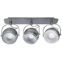 Modèle de Light Plafonnier Spot Balle Rail Applique 3 Spots avec 3 ampoules LED GU10 5 W, 3000 K, métal, nickel mat 5009387